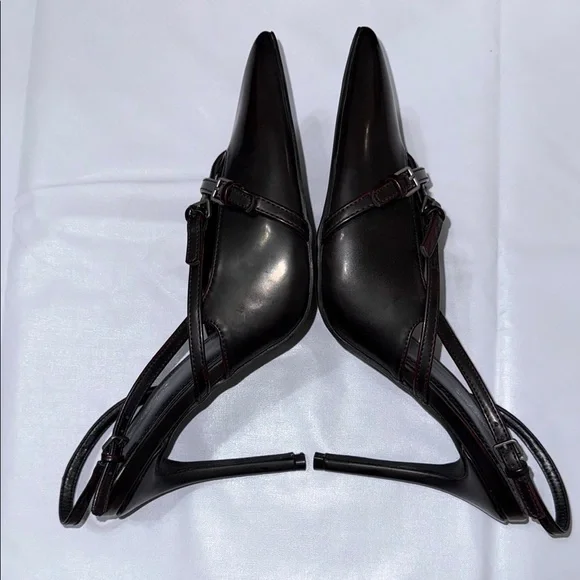 Shoe Dazzle Black Stiletto Heels with X-Strap Size 10 - Picture 4 of 11